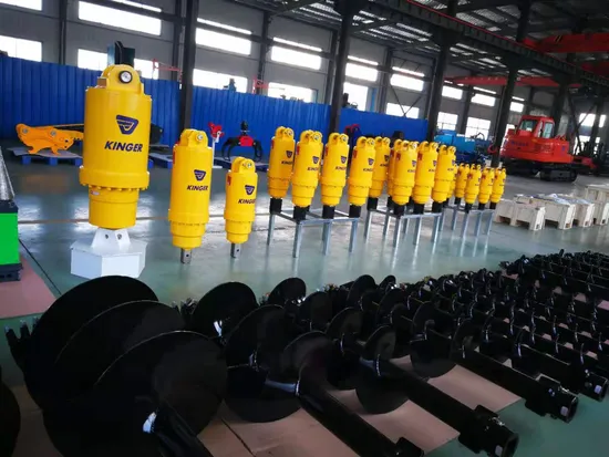 Kinger China Wholesale Screw Pile Auger Mounted on Excavator for Building Piling Hydraulic Earth Drive with Cutting, Round, Flat Teeth 